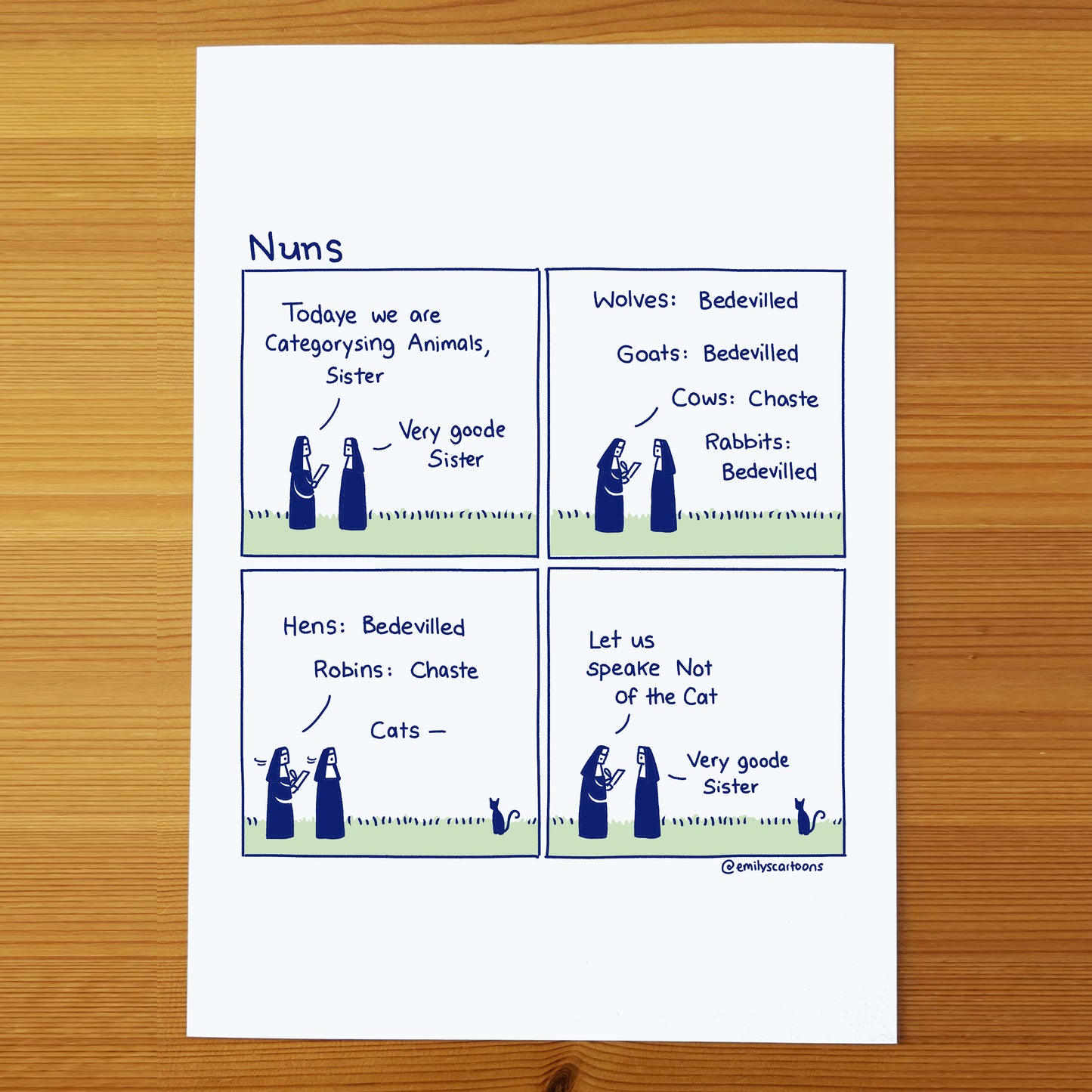 Nuns: Animals - High quality A4 print
