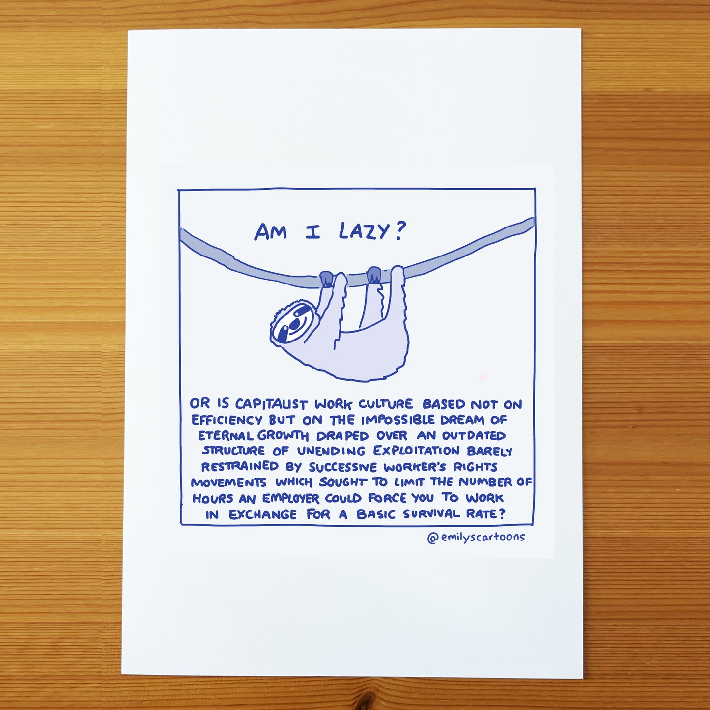 Lazy - High quality A4 print