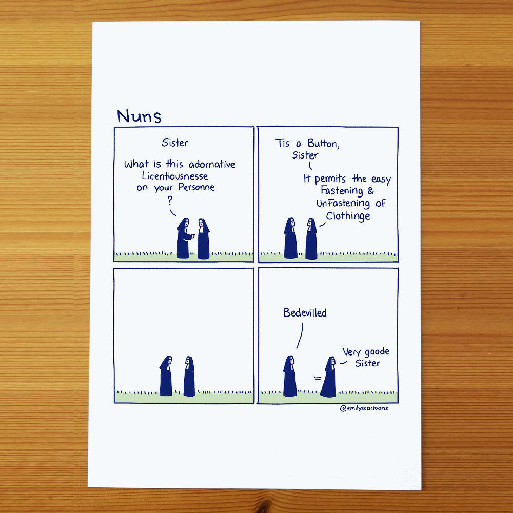 Nuns: Button - High quality A4 print