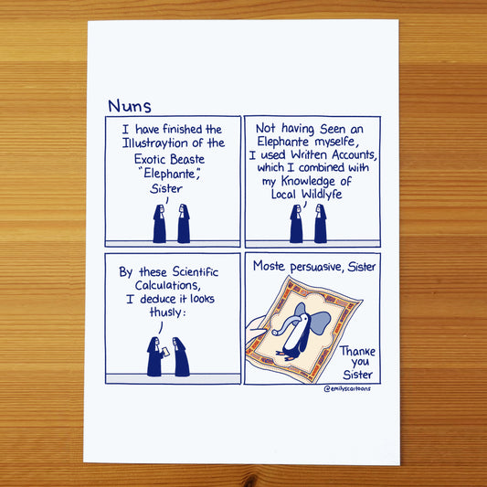 Nuns: Elephant - High quality A4 print