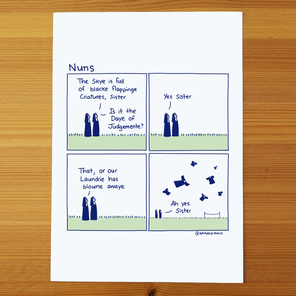 Nuns: Laundry - High quality A4 print