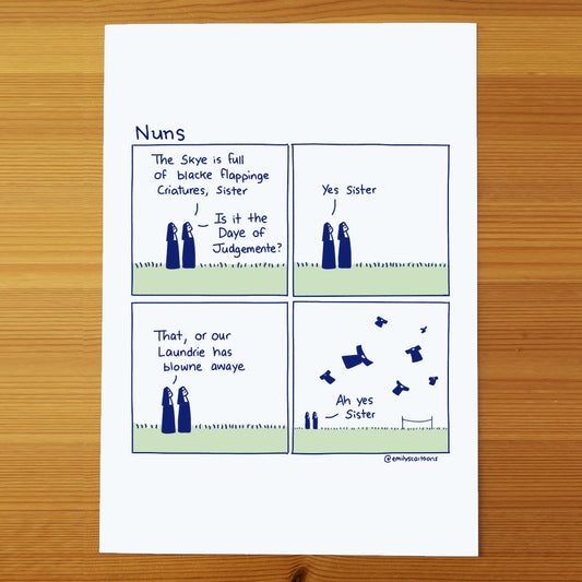 Nuns: Laundry - High quality A4 print