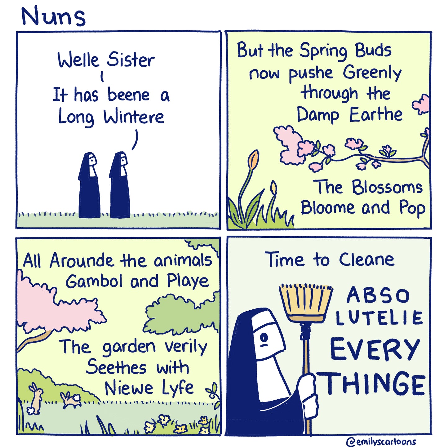 Nuns: Spring - High quality A4 print