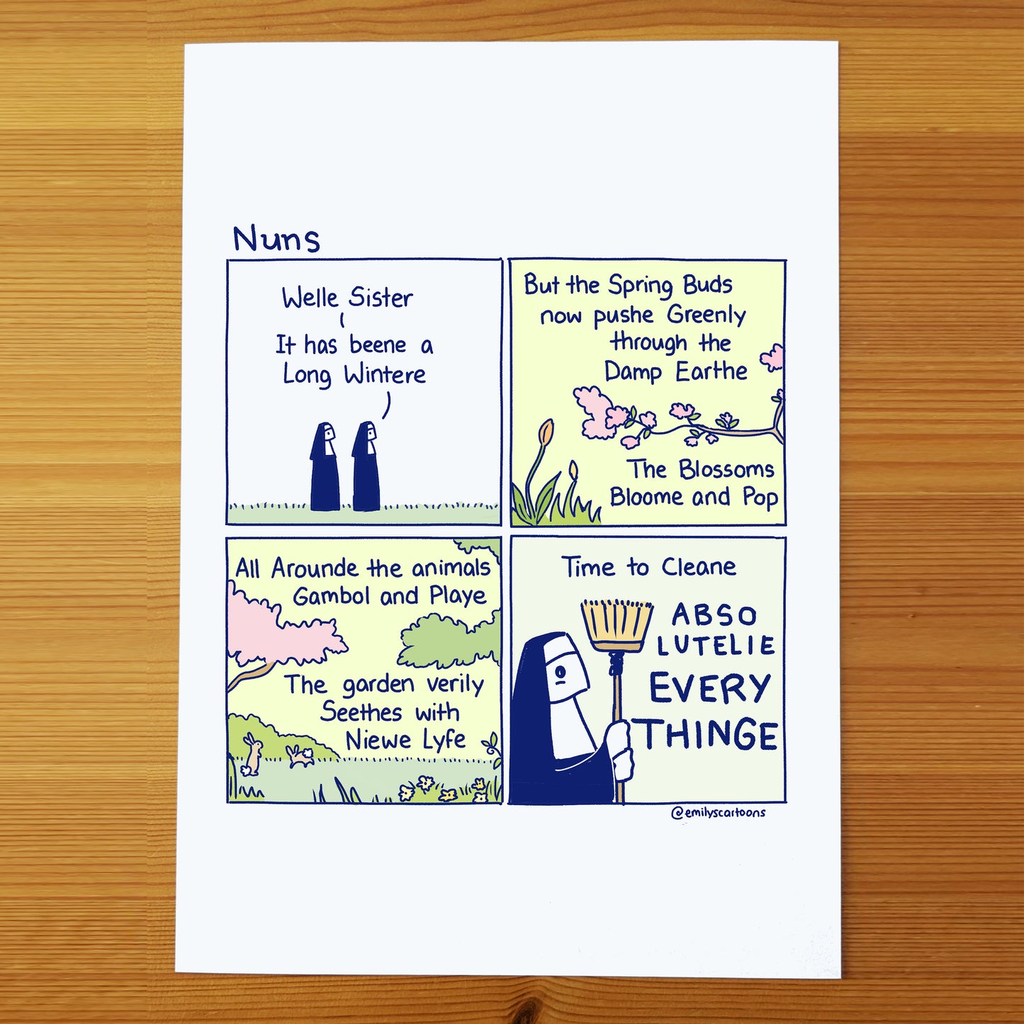 Nuns: Spring - High quality A4 print